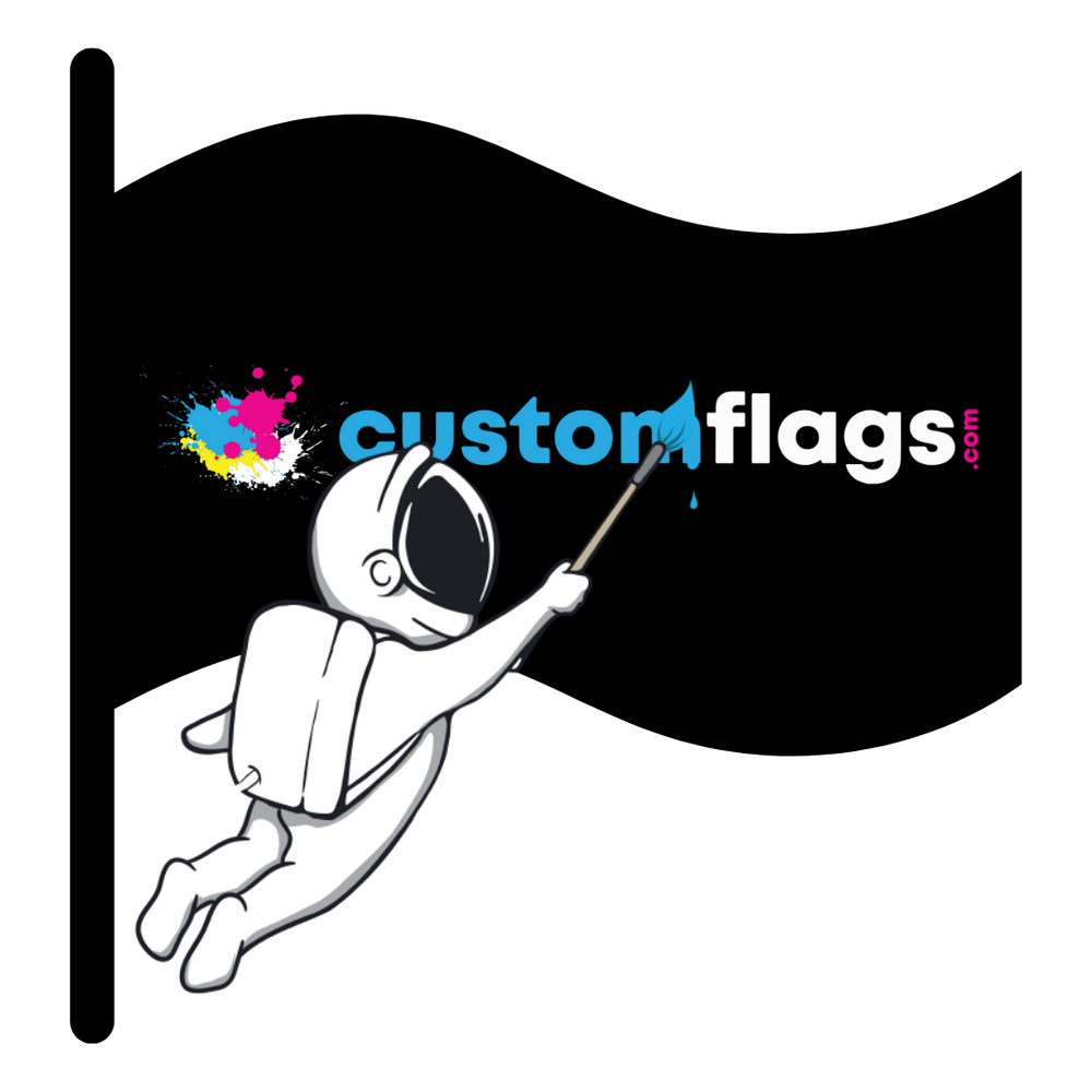 Arty painting the Customflags.com logo on a flag