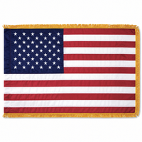 Load image into Gallery viewer, An American flag with gold fringe on all three sides, displayed flat against a solid white background.
